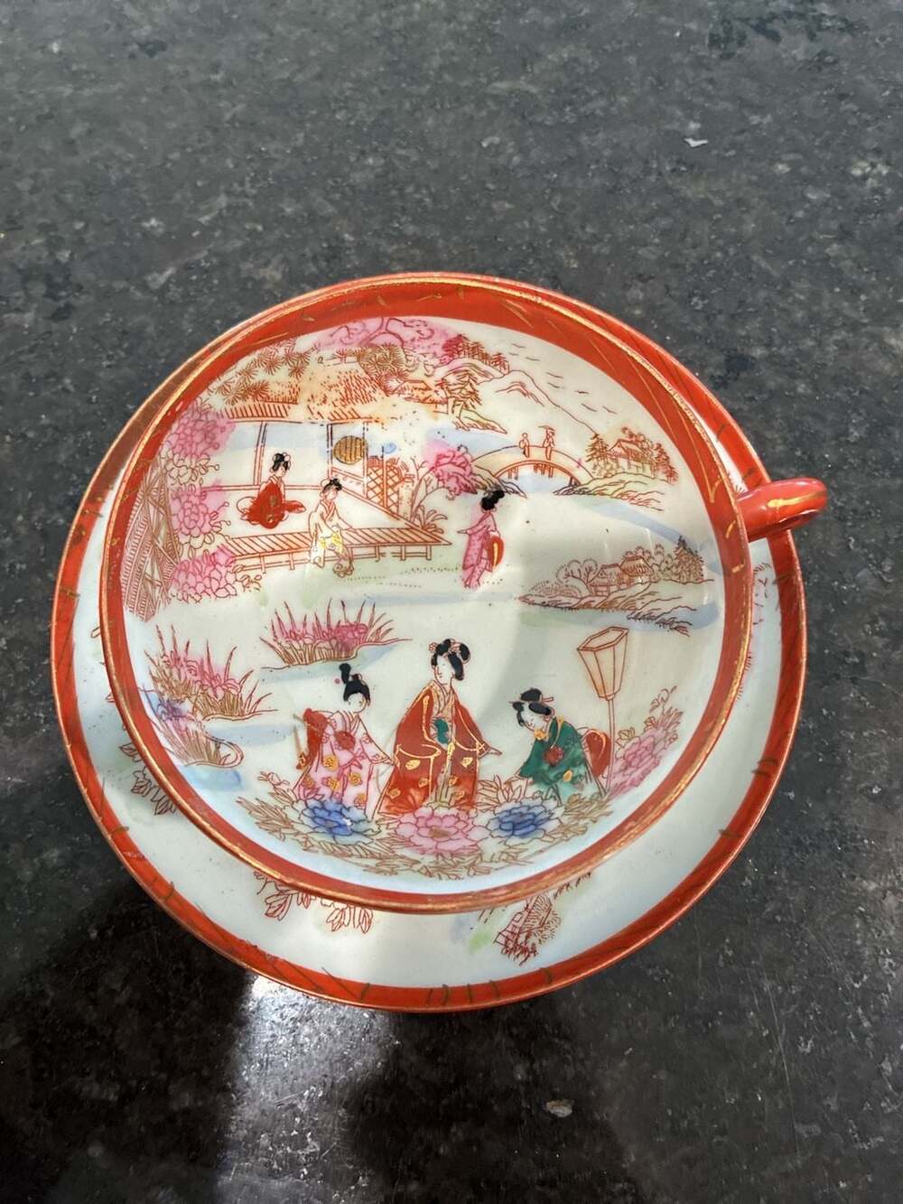 Vtg Handpainted Eggshell China Tea Cup Set ~ GEISHA GIRLS A513